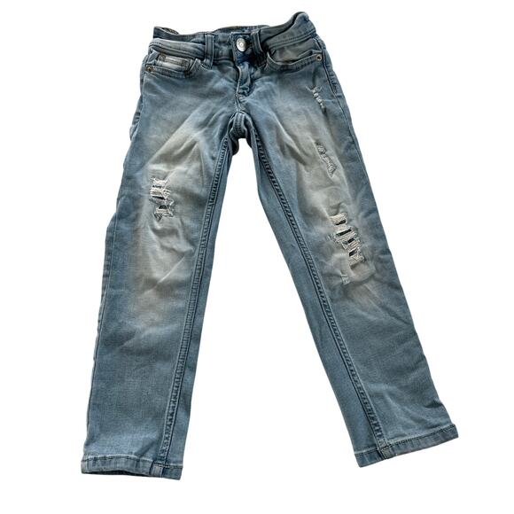 Justice Light Wash Distressed Jeans Size 6 Slim - Picture 1 of 5